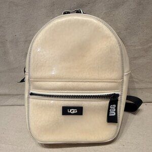 UGG Mini Backpack Clear Vinyl Sherpa Style Cream w/ Adjustable Straps